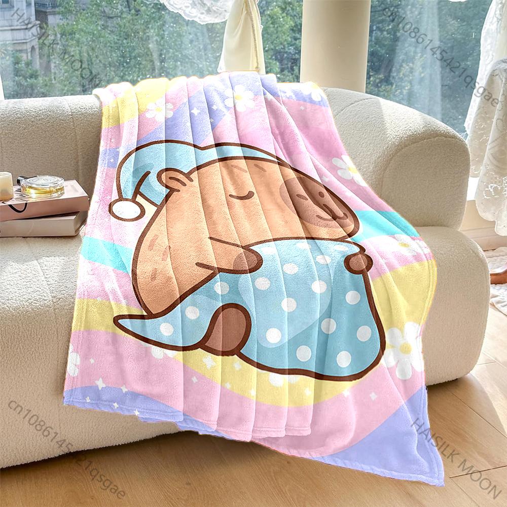 Mehrgrößen-Karikatur-Capybaras-Druck Warme und bequeme Decken für Erwachsene und Kinder Luxuriöse Geschenke für Zuhause, Reise, Camping