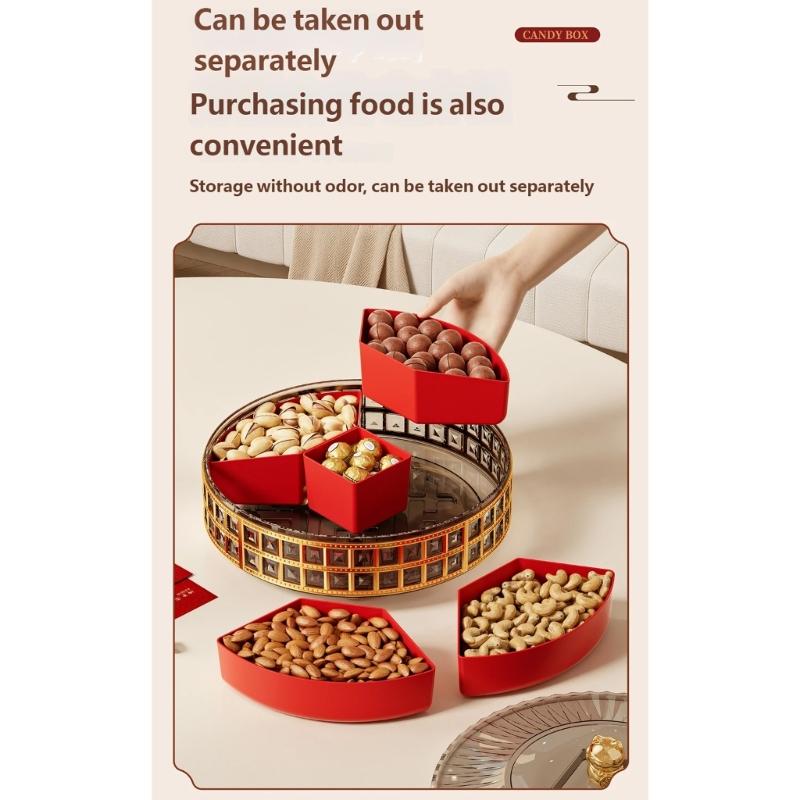 Rotating Fruit And Snacks Serving Tray Designed For Easy Access To Dry Fruits Nut And Candy During Family Gatherings