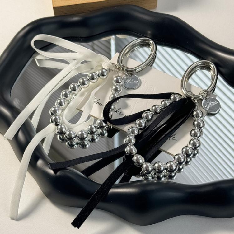 Dynamic Ribbon Decoration Bowknot Keychain Charm Pendant with Heart Accent for Enhancing Bags and Phones Wallet