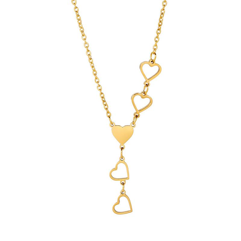 Stainless Steel Heart-Shaped Pendant Necklaces for Women Ladies Elegant and Exquisite Hollow Long Necklaces Jewelry Accessories