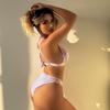New Bikini Women's Split Sexy Swimsuit Special Fabric Jacquard Solid Color Swimsuit Fashion