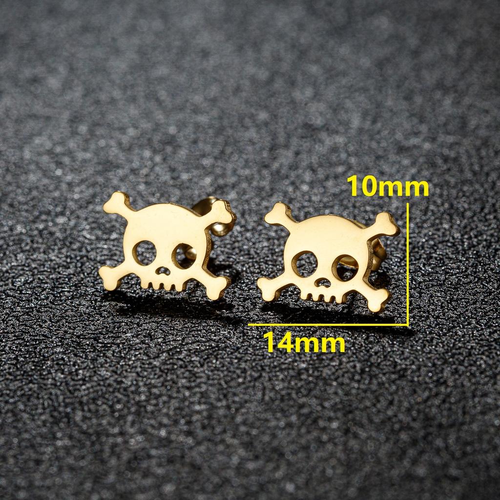 1 Paar Halloween Personalisierte Totenkopf Ohrringe, Edelstahl Anti-Allergie Ohrringe, Dunkler Stil Cooles Ohr Accessoire für Damen