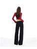 2026 Spring Slim-Fit American Style High-End Floor-Length Suit Pants - Black & White, Mid-Low Waist, Non-Clingy, Slimming Design