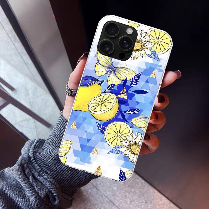 Mediterranean Lemon Phone Case For iPhone 17 Air 16 15 Pro Max 14 Plus 13 Mini 12 11 Cover 7 8 SE Silicone Shell Print Fundas 17