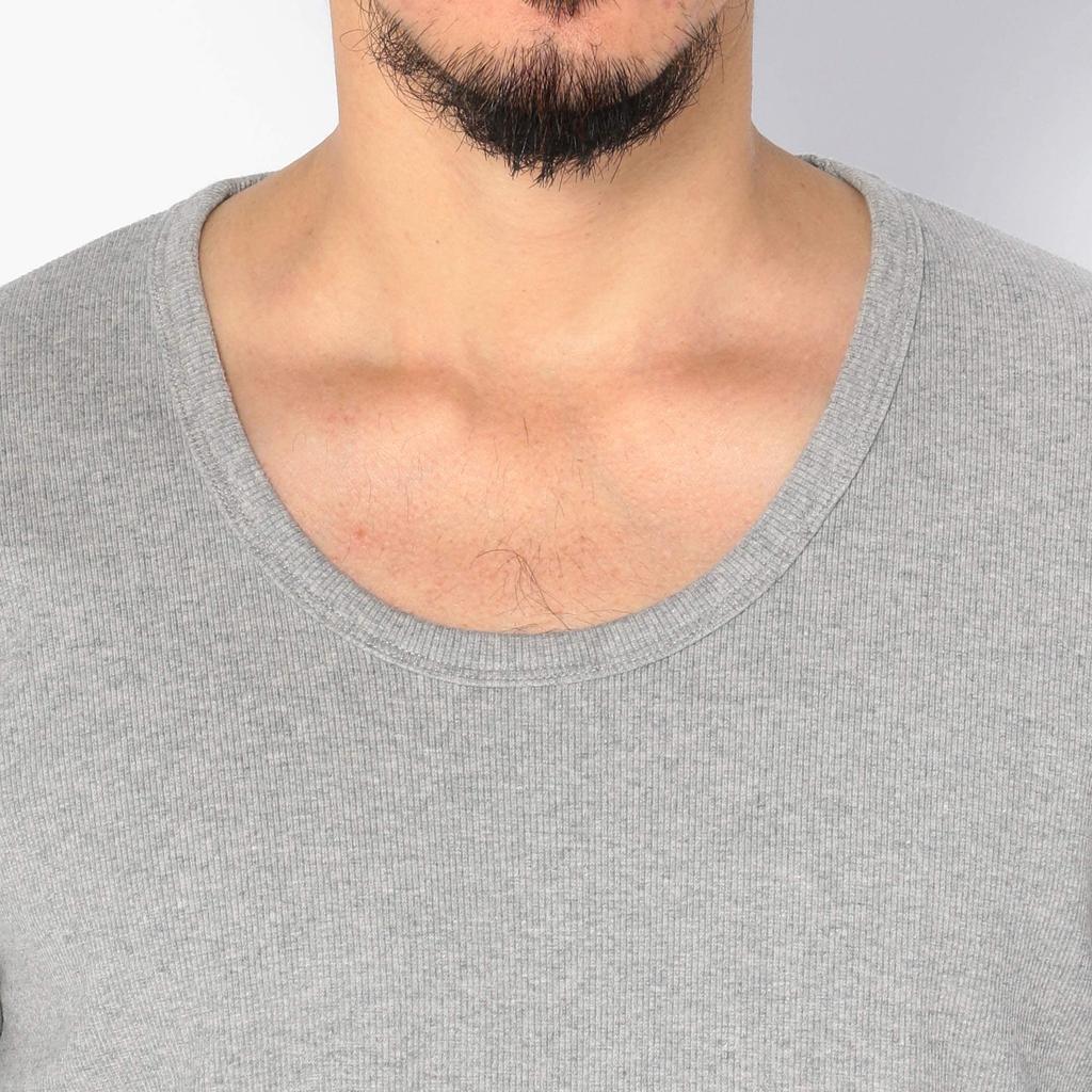 AVIREX Daily Rib Quarter Sleeve Sleeve Size 019 Charcoal T-Shirt, 3/4 (Antibacterial, Anti-odor), Men's Medium, 6143509,