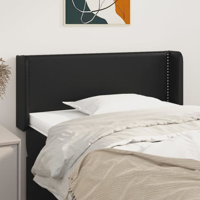 VidaXL Tête de lit avec oreilles Noir 93x16x78-88 cm Similicuir3118706