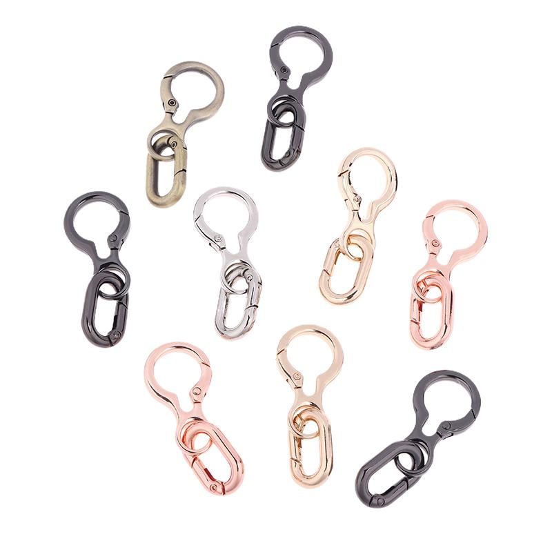1/3Pcs Double Opening Swivel Clasp Clips Metal Spring Snap Hooks With Key Ring For Diy Keychains Craft Accessories