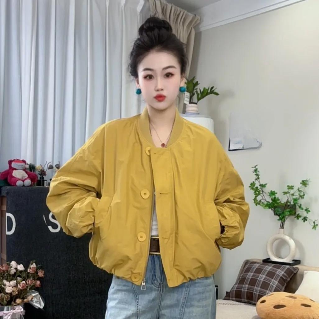 

Women s Spring and Autumn Baseball Uniform Jacket Short Jacket Loose Casual Short Button Top XL чорний