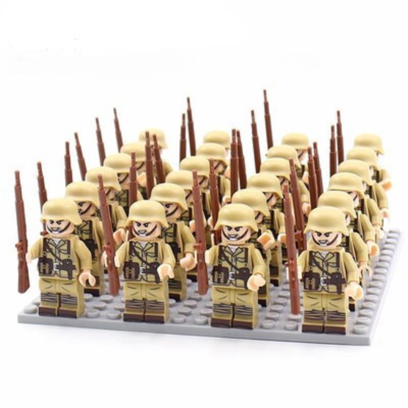 24 STÜCK/SET Zweiter Weltkrieg Militärsoldaten Gewehr Waffen Pistole Figuren Teile Bausteine Montage DIY Modellbau Bausätze Spielzeug
