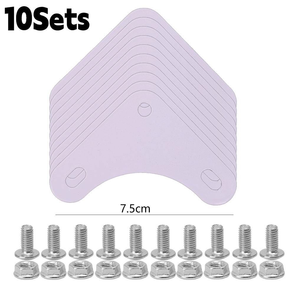 

10Sets Carbon Steel Flat Plate Corner Plates Shelf Angle Bracket Triangle Stamping Corner for Slotted Angle Bars with Screws Nut белый