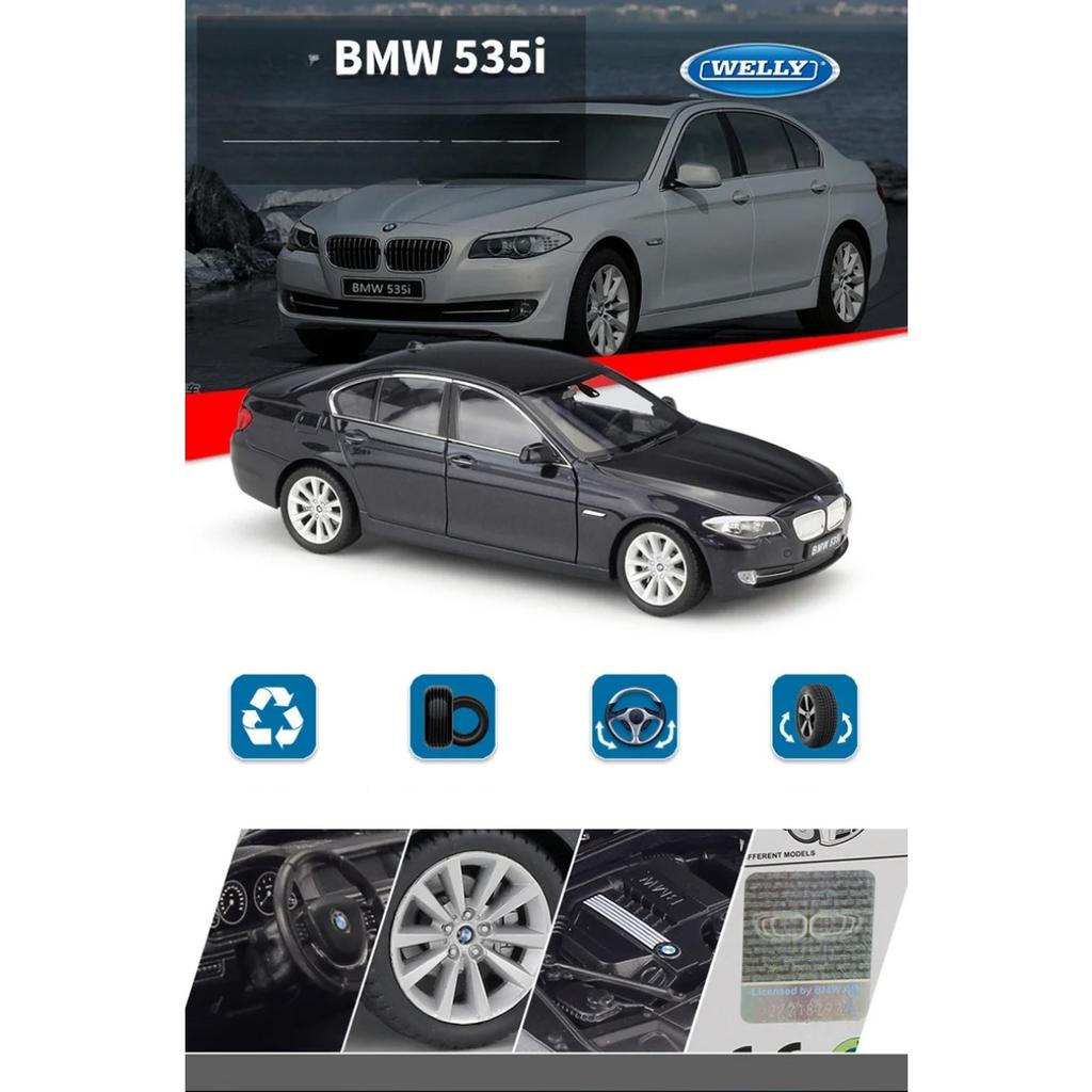 Welly 1/24 BMW 5 Series 535i Alloy Car Model Diecast Metal Toy Vehicles Car Model High Simulation Collection Childrens Toy Gifts