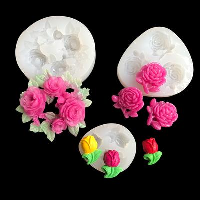 Kristalltropfenkleber Dreidimensionale Form 3D Rose Tulpe Kleiner Kranz Dekorationsform DIY Silikon Schmuck Dekorationsform