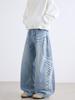 Men's Straight-Leg Print Jeans: Trendy Spring/Autumn High Street Long Pants