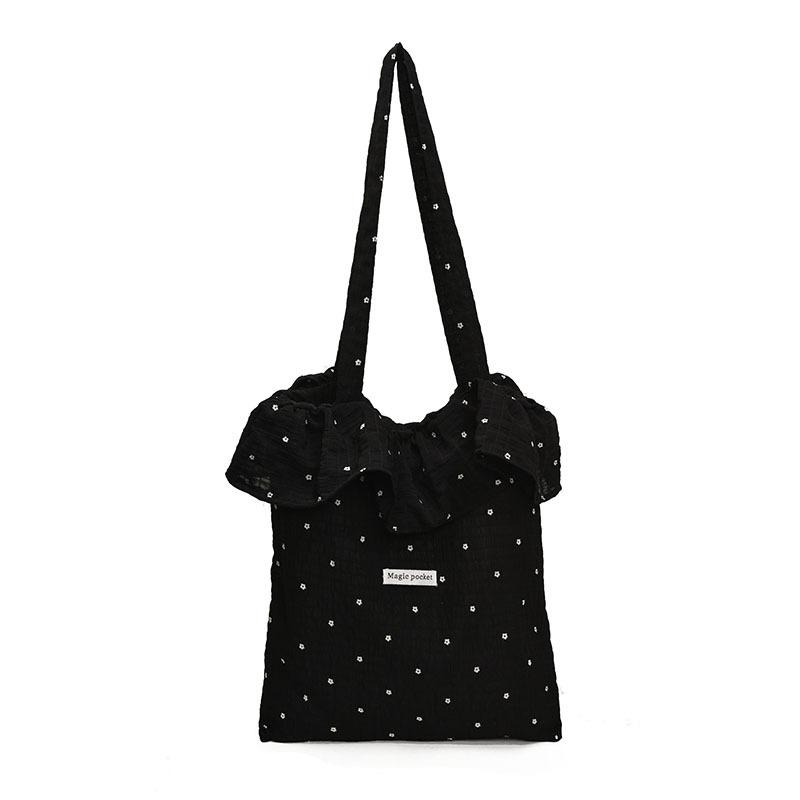 Korean version of Harajuku ins small flower embroidery contrasting color women's shopping bag new simple and exquisite shoulder armpit bag