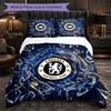 Chelsea FC Pattern 3 Pieces Bedding Set Soft Microfiber Duvet Cover with Pillow Cases for Bedroom