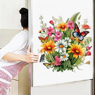 Vibrant Butterfly Flower Pattern Easy To Apply Long-Lasting Decoration Adhesive Removable Wall
