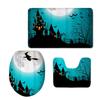 Halloween Witch Toilet Seat Cover Set 3pcs Non-Slip Plush Bathroom Mat Pumpkin Theme