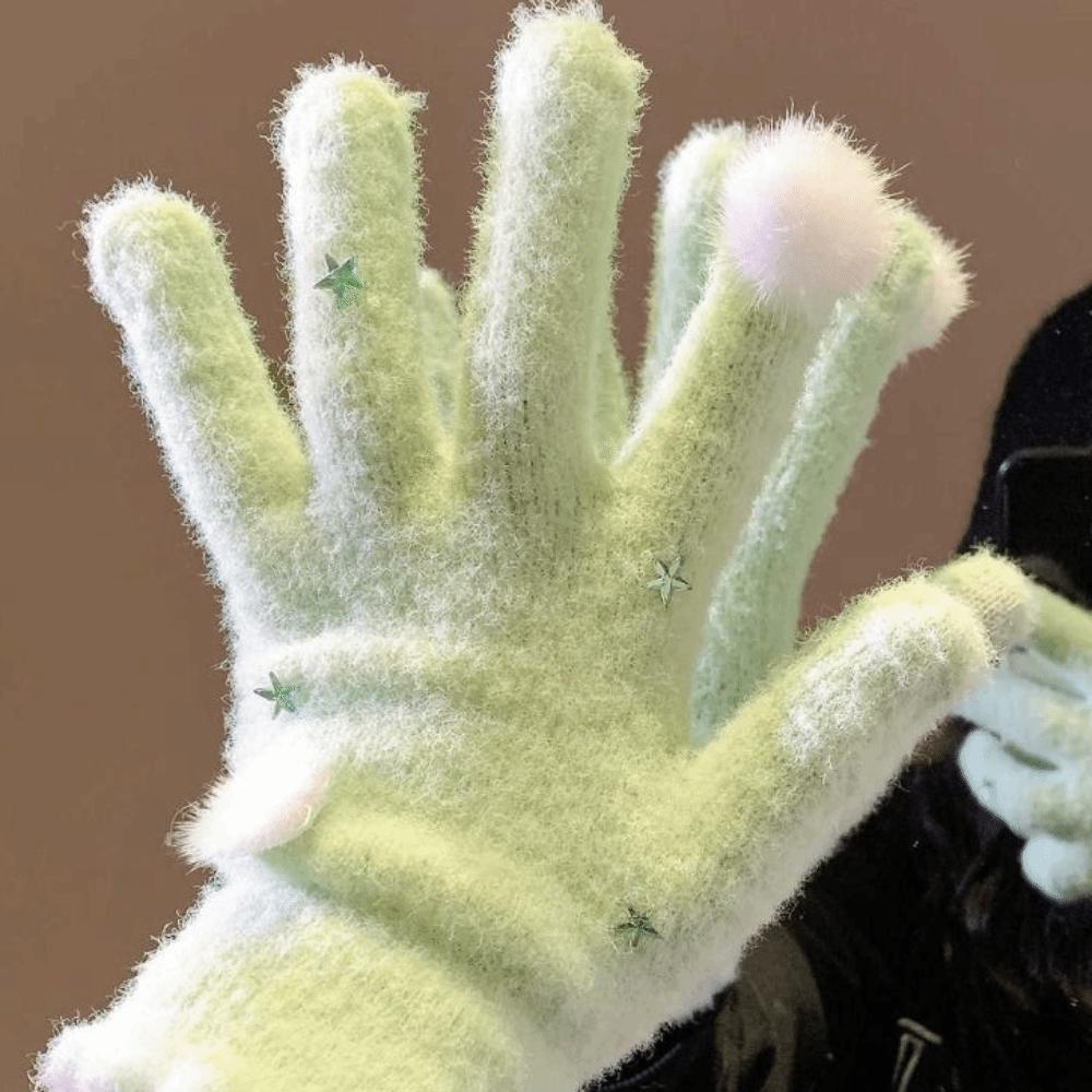 Touch-screen Warm Knitted Gloves Cold Protection Girls Winter Gloves Full Fingers Mittens  Cycling