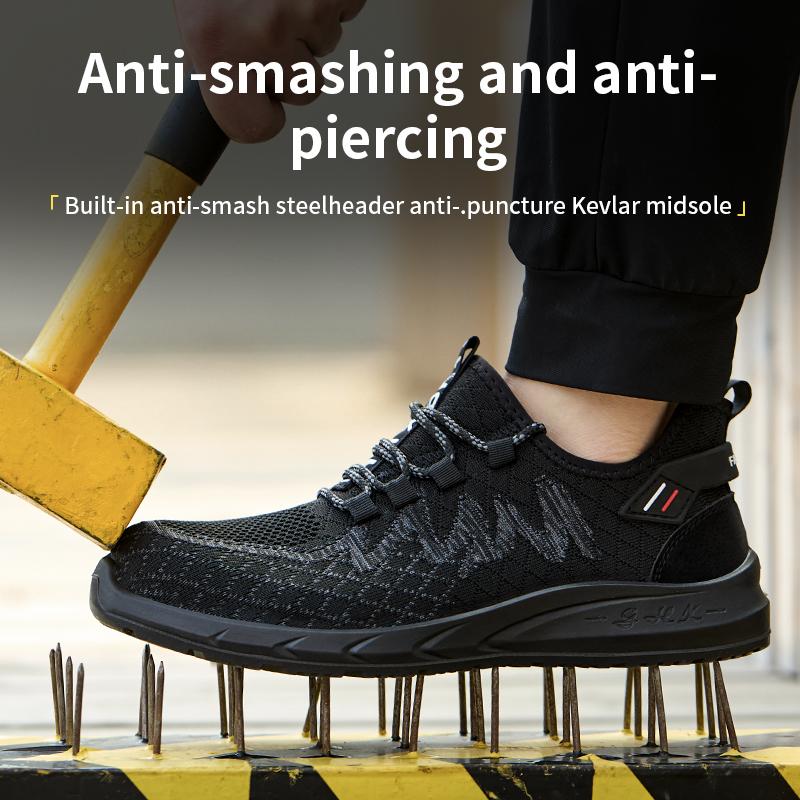 Safety Shoes Men Steel Toe Sneakers Puncture Proof Breathable Work Safety Boots Comfortable Wear-Resisting Indestructible Shoes