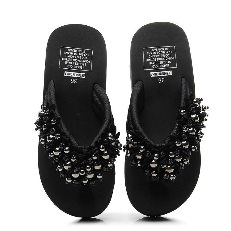 Șlapi de damă antiderapanți cu toc înclinat, sandale, papuci de casă pentru exterior, vacanță, malul mării, plajă