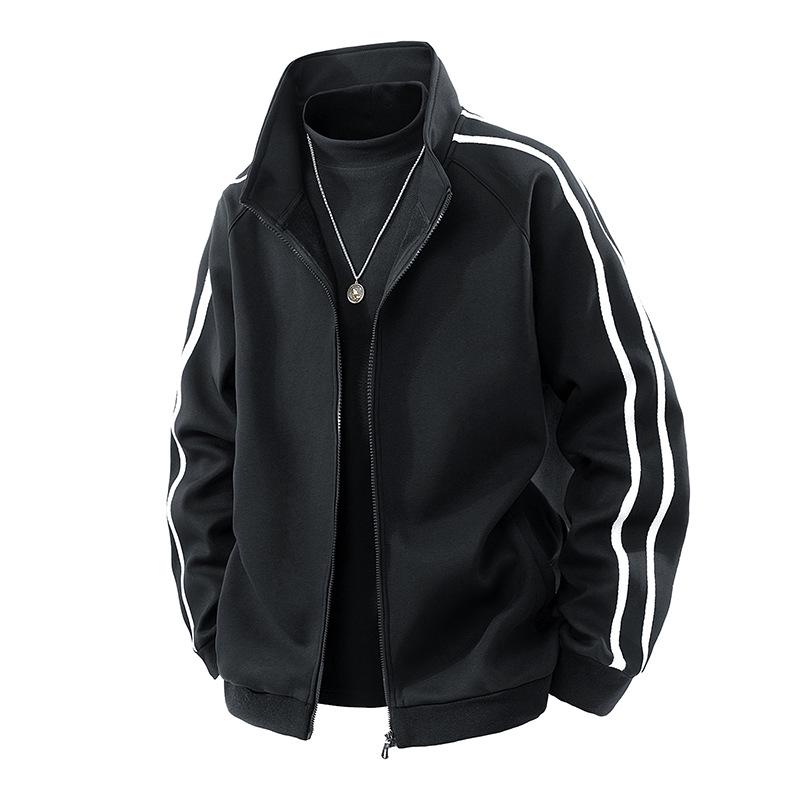 Men's Casual American Style Stand Collar Jacket - Versatile, Loose-Fit Outerwear