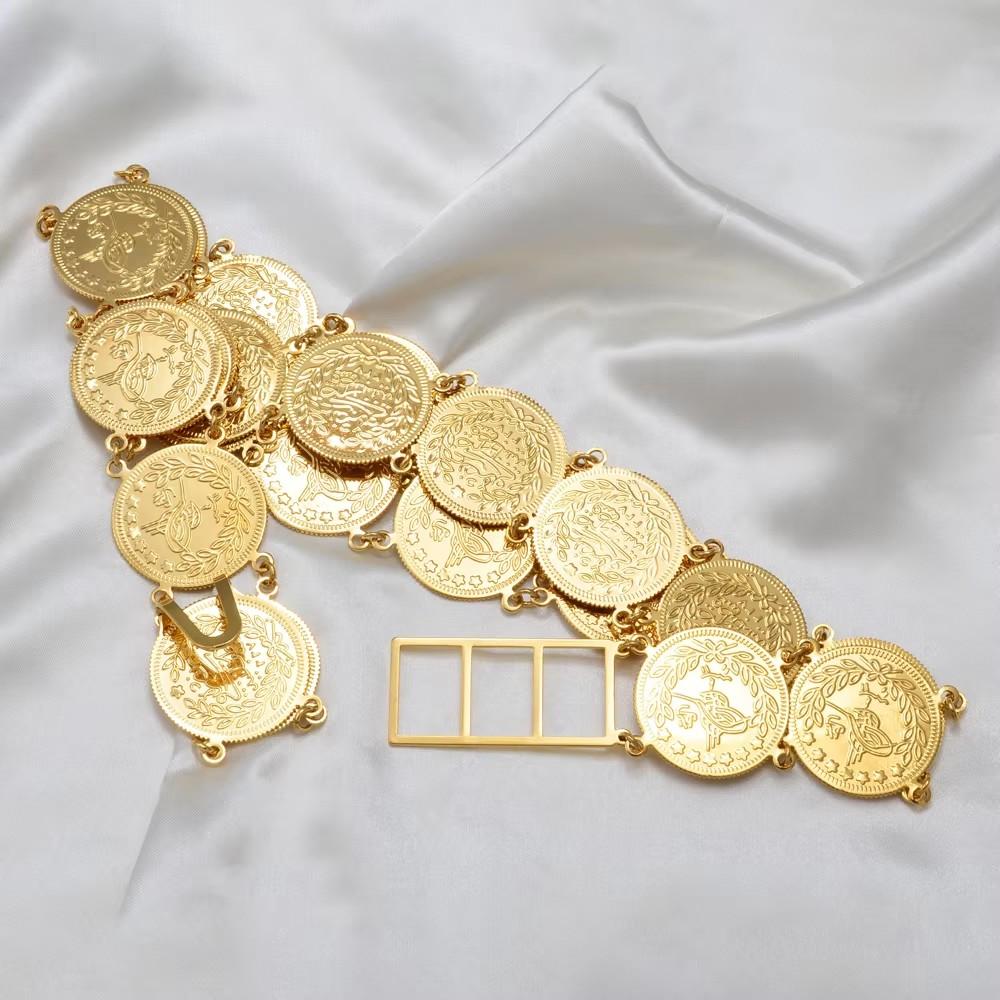Bauchketten für Damen Goldfarbe Türkische Münzen Gürtel Schmuck Naher Osten Oman Irak Kurdisches Kurdistan #121501