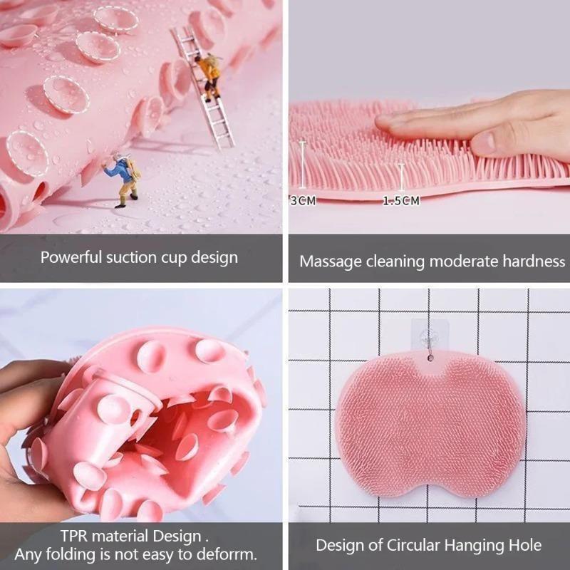 Shower Foot Back Scrubber Silicone Bath Massage Pad Bath Massage Cushion Brush with Suction Cups Wash Foot Mat Exfoliating Brush