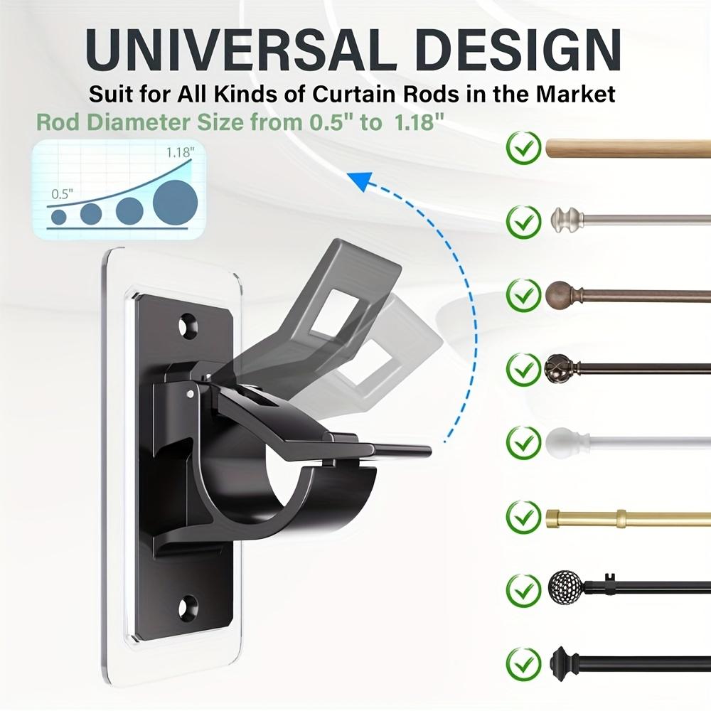 Nail-free removable curtain bracket for walls and ceilings up to 1.2 inch curtain rod no punching installation