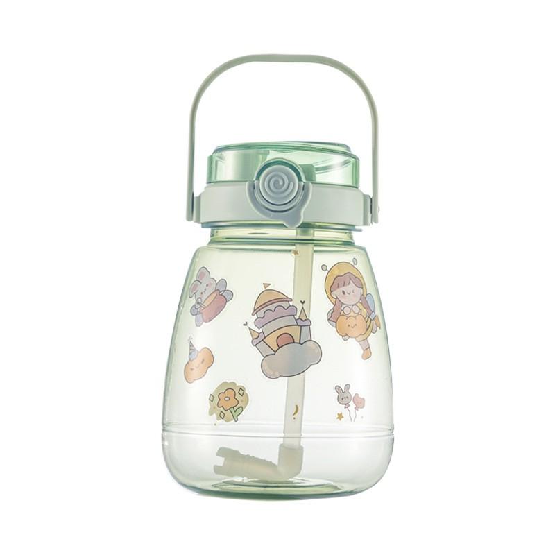 Large Capacity Sports Water Bottle With Straw Carry Strap - 1300ml To 1500ml PC BPA-Free Leakproof Cup Students Gym