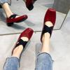 Mary Jane Crossover i äkta läder med fyrkantig tå Vintage Block Heel Balett Skor Singelskor
