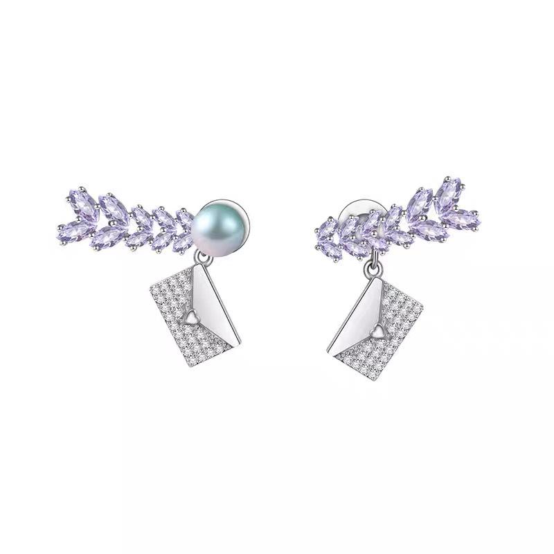 

Copper Alloy Lavender Stud Earrings