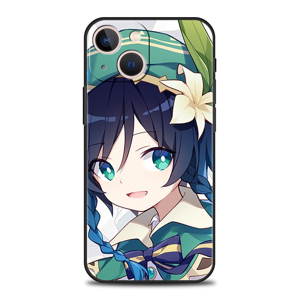 Genshin Impact Game Luxury Phone Case For iPhone 13 15 14 12 11 Pro MAX XR X SE XS 7 8 Plus Silicone Black Protection Cover