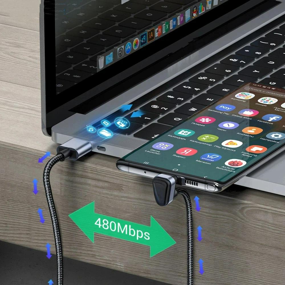 USBType C Cable For Samsung Xiaomi mi Redmi USB C Cable 2.4A Fast Phone Charging Data Cord Type C 180 Degree USB Cable