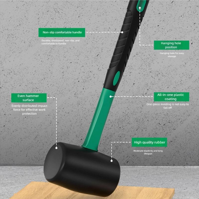 Heavy Duty AntiSlip Rubber Hammer Professional Tile Laying Tool With Ergonomic Grip And Double Head Design Mallets