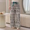 Cotton Silk Family Spring and Autumn Women's Cotton Silk Pajama Pants Wide-leg Pants Thin Artificial Cotton Can Be Worn Outside Casual Home Pants