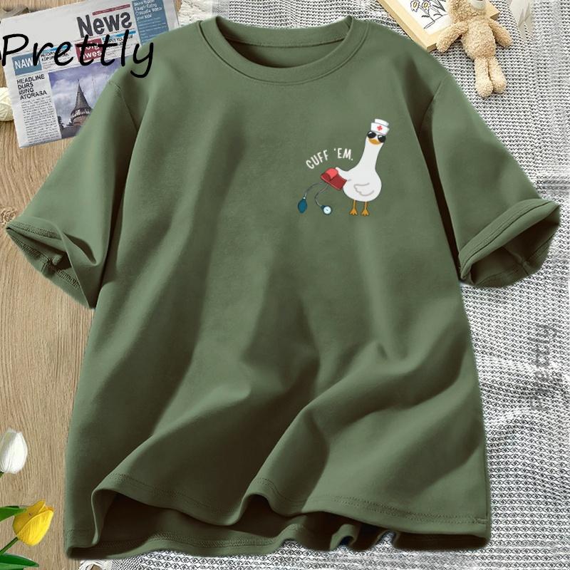 Funny Goose Nurse TShirt Silly Goose Graphic T Shirts Casual Cotton Short Sleeve Tshirt Women Clothing Harajuku Loose Nurse Day