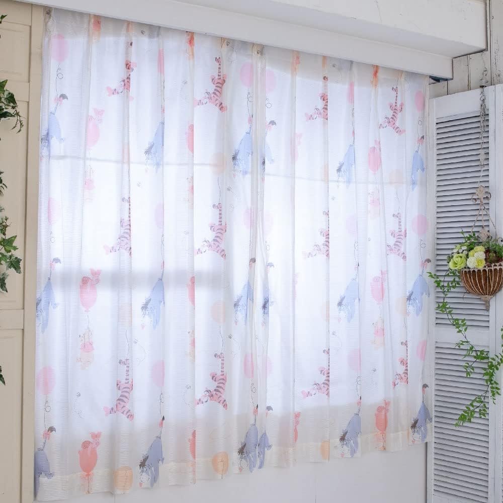 

Disney Winnie the Pooh and Friends UV Lace 100 x Set of Featuring and Machine Character Design Protection, See-Through Curtains, 198cm, 2, Pooh,