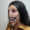 Adult Long Wig Rubber Face Mask Ugly Zombie Bloody Devil Halloween Scared Mask for Cosplay Party Accessory