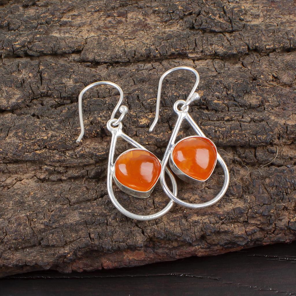 Karneol 925 Sterlingsilber Anhänger, Handgefertigte Edelstein-Ohrringe, Geschenke für Ehefrau Brandneue Ohrringe