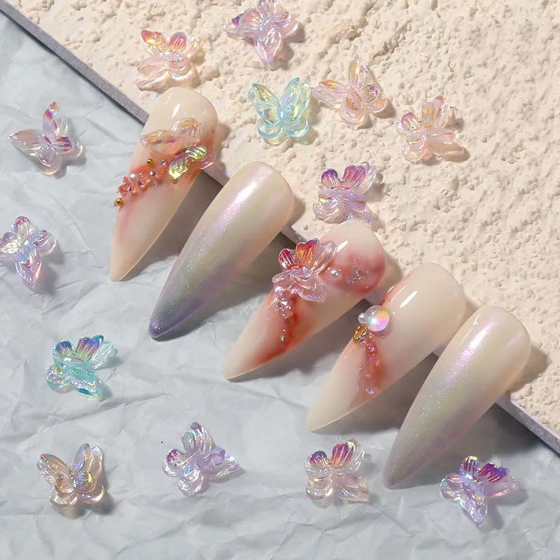 40pcs/bag Double Layer Butterfly Nail Art Decorations ResinNail Art Rhinestones For 3D Manicure DIY Fashion Manicure Tools