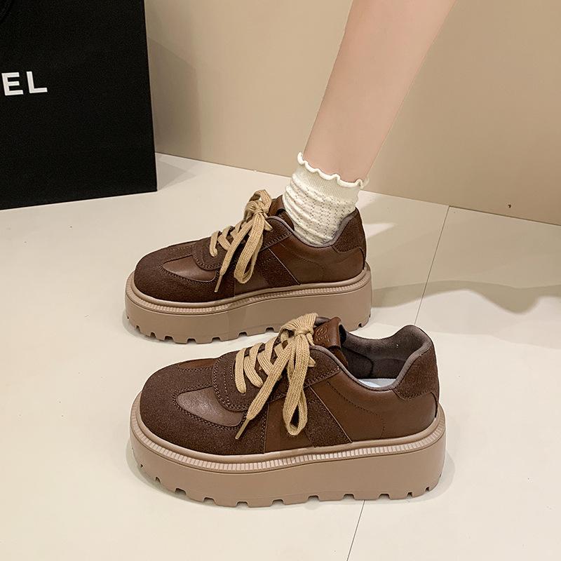 Muffin Platform Heightening Shoes Children's New Autumn and Winter Brown Retro Small Casual Board Shoes