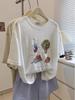 Plus Size Snowflake Cotton Fun Print Round Neck Short Sleeve Women's T-shirt, Summer 2026