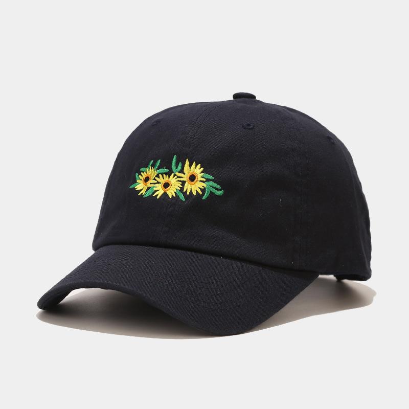 New hat female sweet flower embroidered cap go out to play versatile couple trend curved brim hat