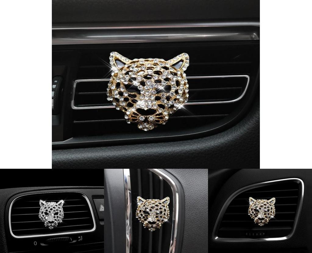 Nový Leopardí Klip do Větracího Otvoru Auta na Parfém Aromaterapii s Diamantovou Hlavou Leoparda Personalizovaná Dekorace Interiéru Auta