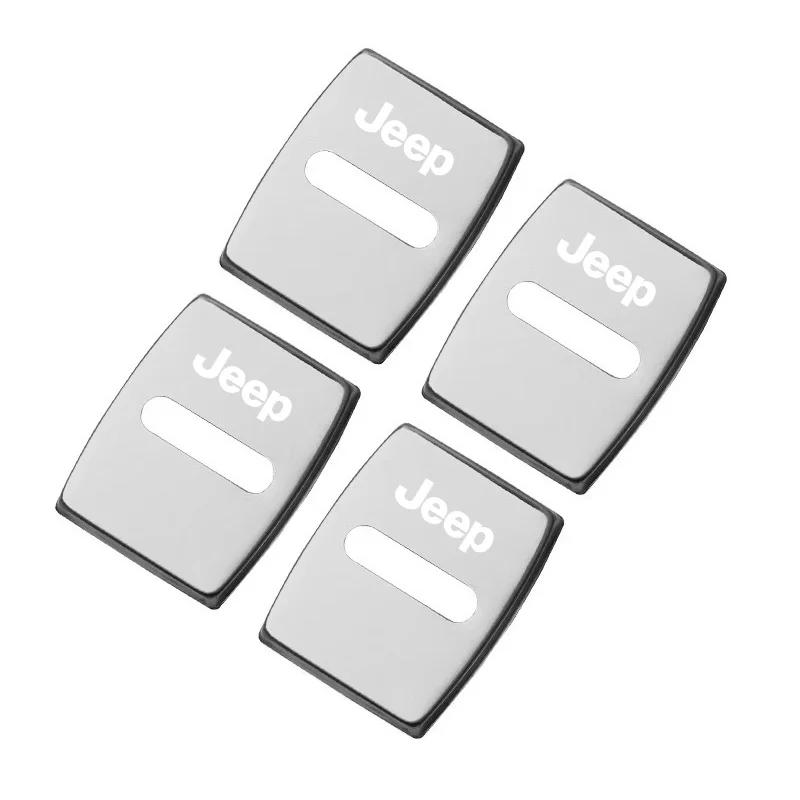 Für Jeep 4 Stück Auto Türschlossabdeckung Edelstahlkappe Auto Zubehör für Jeep Grand Cherokee Wrangler JK Gladiator Compass