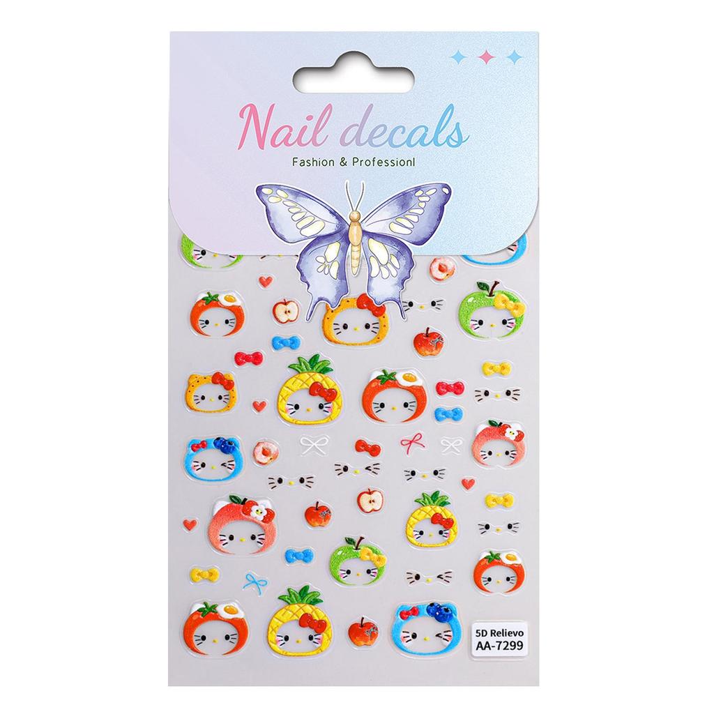 5D Embossed Original Cat Headband Nail Art Stickers - Cute DIY Ornaments, AA Style