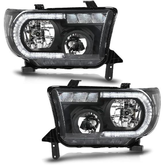 PIT66 Headlight Assembly Fit for 2007-2013 Tundra (W/O Headlight Leveling Model) Fit 2008-2017 Sequoia (12-14 Sequoia WITHOUT Headlight Washer Only)