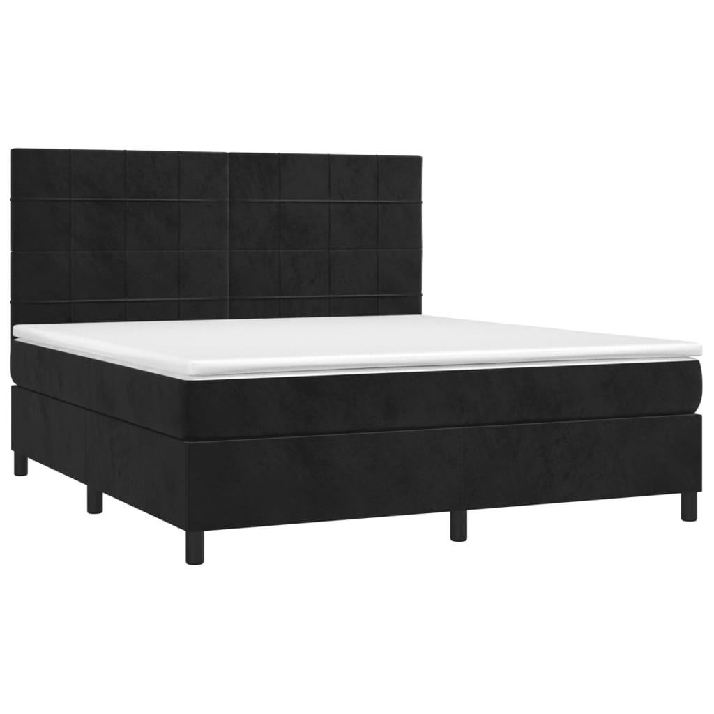 Box Spring Bed with Mattress Black 160x200 cm Velvet