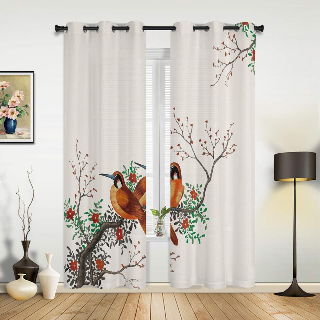 Pflaume Sonne Tuschemalerei Vorhänge für Schlafzimmer Wohnzimmer Vorhänge Küche Kinderzimmer Fenstervorhang Moderne Heimdekoration