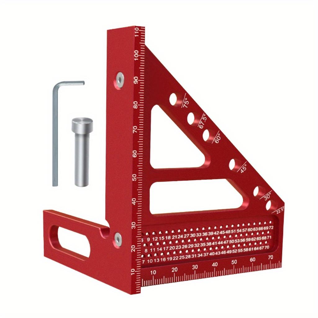 Lengthened Multi Angle 3D Square Protractor Drafting Triangle Metric Multi-angle Set Square with Angle Positioning Dowel Pin